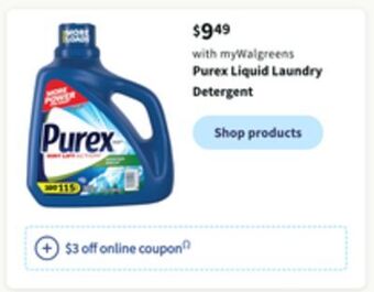 Walgreens Purex liquid laundry detergent offer