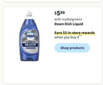 Walgreens Dawn dish liquid offer