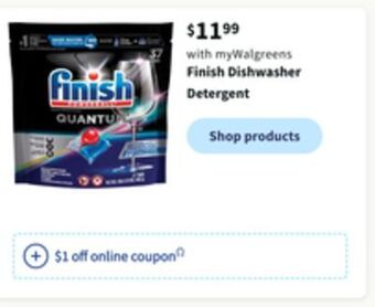 Walgreens Finish dishwasher detergent offer