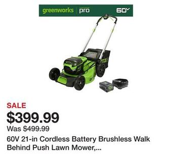 Tractor Supply Company 60v 21-in cordless battery brushless walk behind push lawn mower, 5.0 ah battery & charger, 2531602 offer