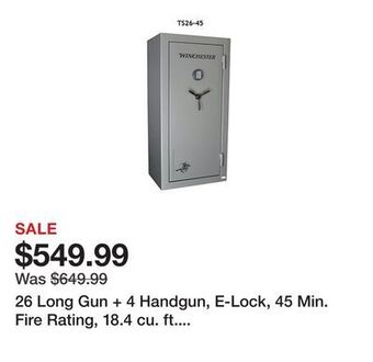 Tractor Supply Company 26 long gun + 4 handgun, e-lock, 45 min. fire rating, 18.4 cu. ft. gun safe, gray offer