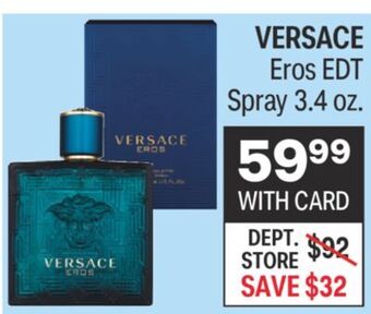 CVS Versace eros edt spray 3.4 oz. offer