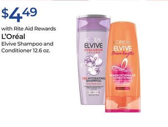 Rite Aid L'oréal elvive shampoo and conditioner offer