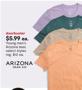 JC Penney Young men's arizona tees offer