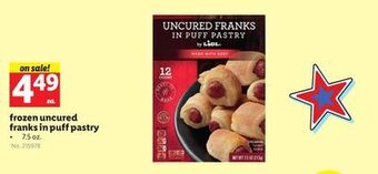 Lidl Frozen uncured franks in puff pastry offer