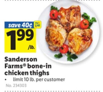 Lidl Sanderson farms® bone-in chicken thighs offer