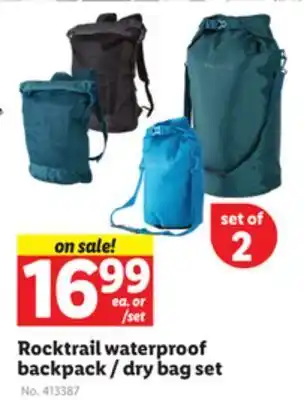 Lidl Rocktrail waterproof backpack/dry bag set offer