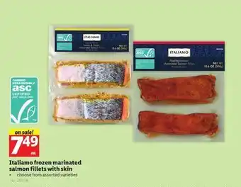 Lidl Italiamo frozen marinated salmon fillets with skin offer
