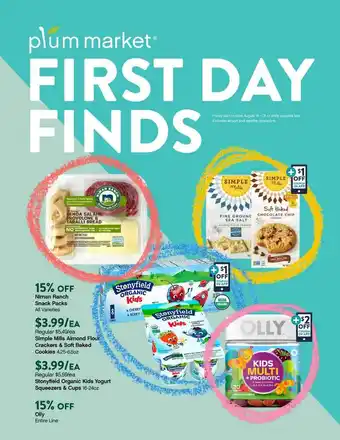 Plum Market Niman Ranch Snack Packs, Simple Mills Almond Flour Crackers & Soft Baked Cookies Or Stonyfield Organic Kids Yogurt Squeezers offer