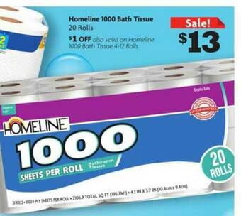 Family Dollar Homeline 1000 Bath Tissue offer