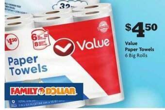 Family Dollar Value Paper Towels offer