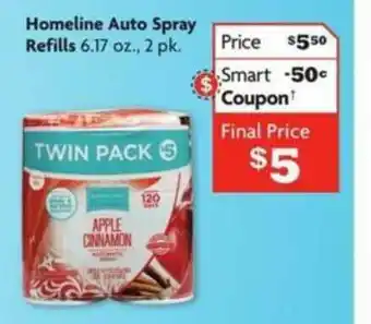 Family Dollar Homeline Auto Spray Refills Twin Pack Apple Cinnamon offer