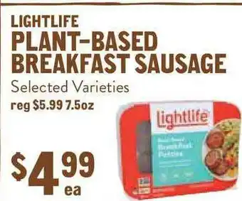 New Seasons Market Lightlife Plant-Based Breakfast Sausage offer