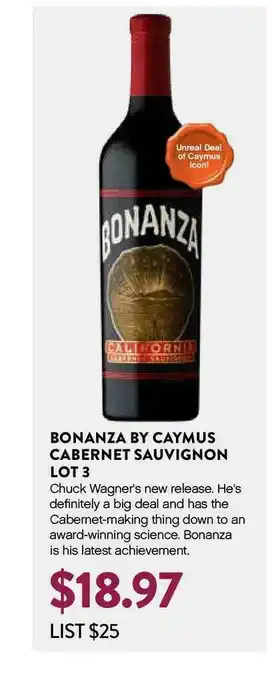 Bonanza By Caymus Cabernet Sauvignon Lot 3