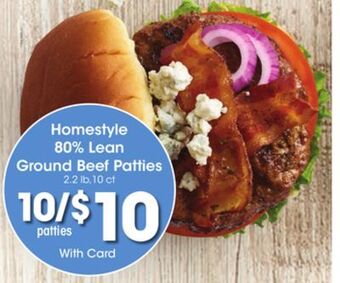 Kroger Homestyle 80% lean ground beef patties offer