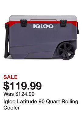 Dick's Sporting Goods Igloo latitude 90 quart rolling cooler offer