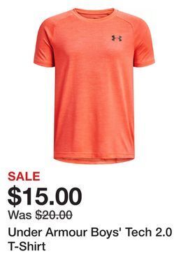 Dick's Sporting Goods Under armour boys' tech 2.0 t-shirt offer