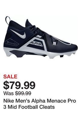 Dick's Sporting Goods Nike men's alpha menace pro 3 mid football cleats offer