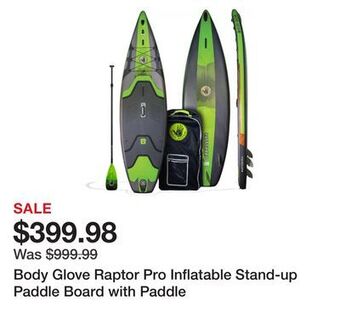 Dick's Sporting Goods Body glove raptor pro inflatable stand-up paddle board with paddle offer