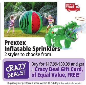 Ocean State Job Lot Prextex inflatable sprinklers offer