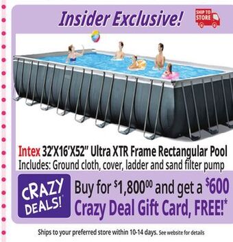 Ocean State Job Lot Intex 32'x16'x52 ultra xtr frame rectangular pool offer