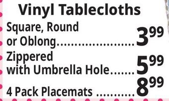 Ocean State Job Lot Vinyl tablecloths offer