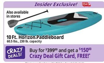 Ocean State Job Lot Lifetime horizon 10' stand up paddleboard offer