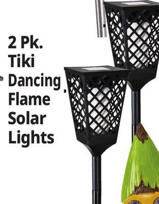 Ocean State Job Lot Solasa flashing solar tiki lights, 2-piece offer