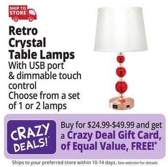 Ocean State Job Lot Retro crystal table lamps offer