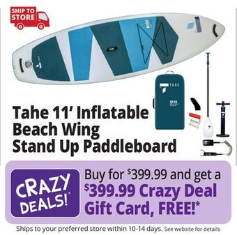 Ocean State Job Lot Tahe 11' inflatable beach wing stand up paddleboard offer