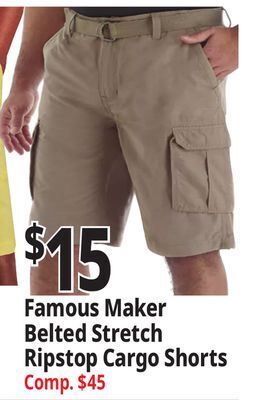 Ocean State Job Lot Famous maker belted stretch ripstop cargo shorts offer