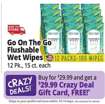 Ocean State Job Lot Go on the go flushable wet wipes offer