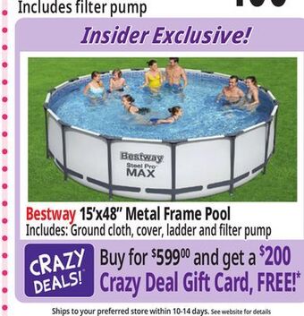 Ocean State Job Lot Bestway 15' x 48 steel pro max above ground pool set offer