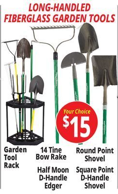 Ocean State Job Lot Long-handled fiberglass garden tools offer
