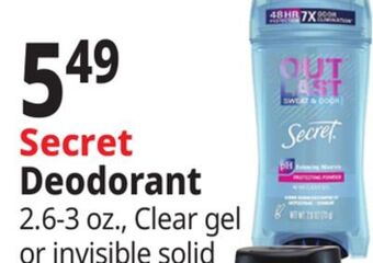 Ocean State Job Lot Secret deodorant offer