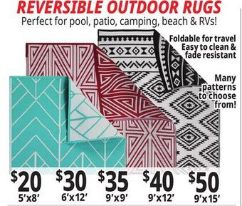 Ocean State Job Lot Reversible outdoor rugs offer