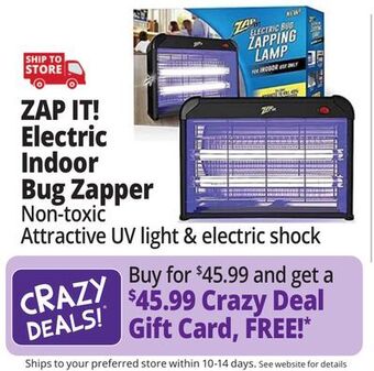 Ocean State Job Lot Zap it! electric indoor bug zapper with non-toxic attractant uv light and electric shock offer