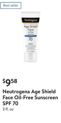 Walmart Neutrogena age shield face oil-free sunscreen spf 70 offer
