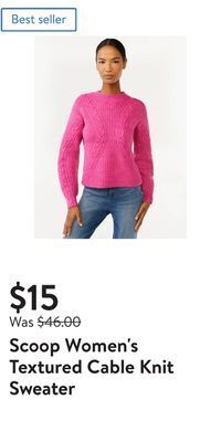 Walmart Scoop women's textured cable knit sweater offer