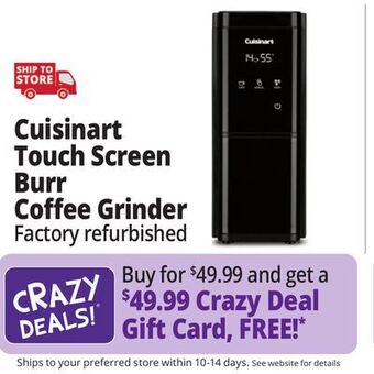 Ocean State Job Lot Cuisinart touchscreen burr coffee grinder (factory refurbished) offer