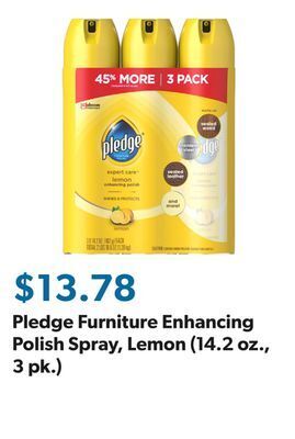 Sam's Club Pledge furniture enhancing polish spray, lemon (14.2 oz., 3 pk.) offer