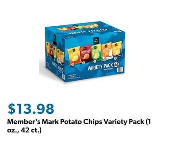 Sam's Club Member's mark potato chips variety pack (1 oz., 42 ct.) offer