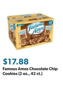 Sam's Club Famous amos chocolate chip cookies (2 oz., 42 ct.) offer