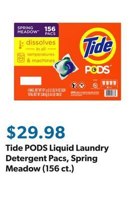 Sam's Club Tide pods liquid laundry detergent pacs, spring meadow (156 ct.) offer