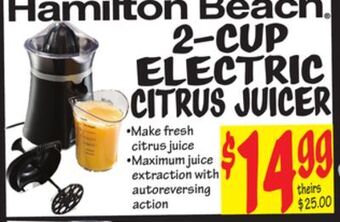 Ollie's Hamilton beach 2-cup electric citrus juicer offer