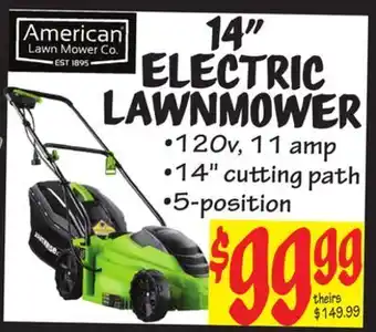 Ollie's American lawn mower co. 14 electric lawnmower offer