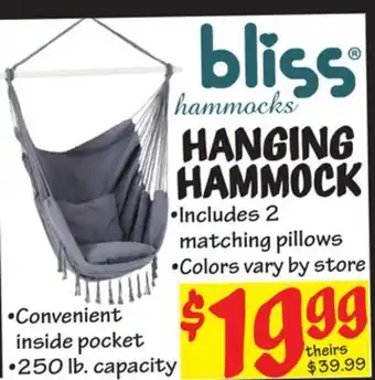 Ollie's Bliss hanging hammock offer