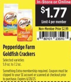 Raley's Pepperidge Farm Goldfish Crackers offer