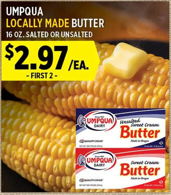 Chuck's Produce UMPQUA LOCALLY MADE BUTTER 16 OZ. SALTED OR UNSALTED offer
