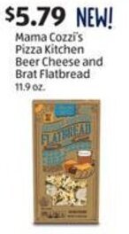 Aldi Mama Cozzi's Pizza Kitchen Beer Cheese and Brat Flatbread 11.9 oz. offer